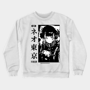 Vaporwave Cyberpunk Japanese Manga Girl Crewneck Sweatshirt